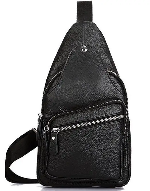 

Мужской кожаный черный слинг на плечо Tiding Bag A25F-5605A