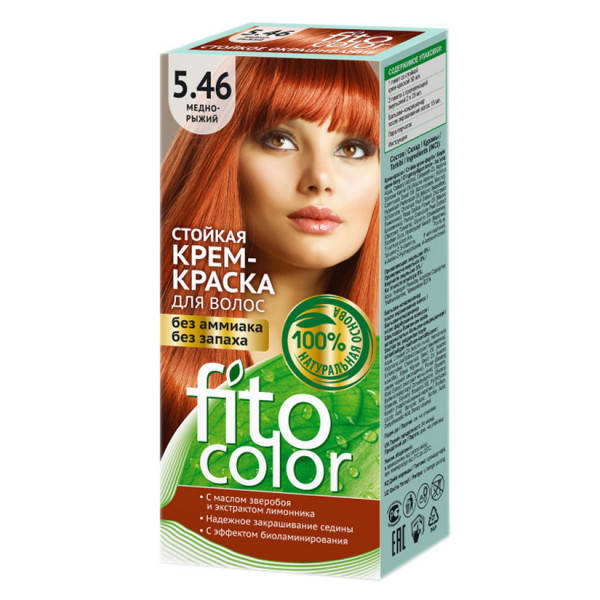 

Стойкая крем-краска для волос (цвет медно-рыжий 5.46) FITOCOLOR