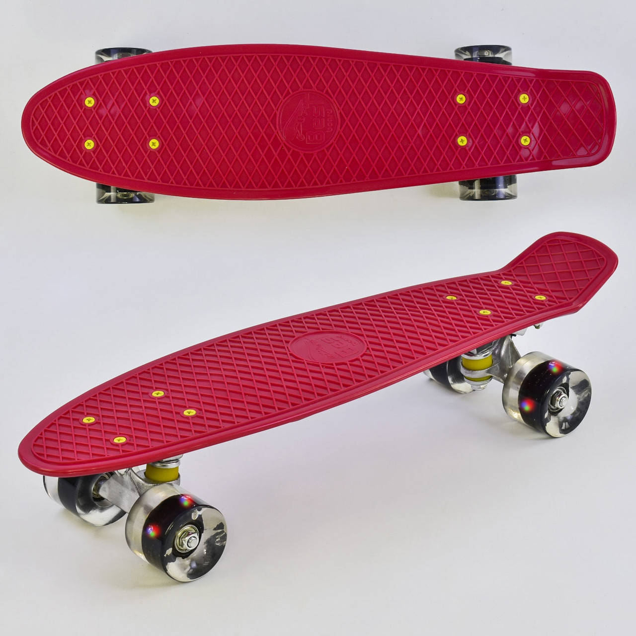 

Скейт Пенни борд (Penny Board) 22" Best Board свет колеса вишневый, Красный