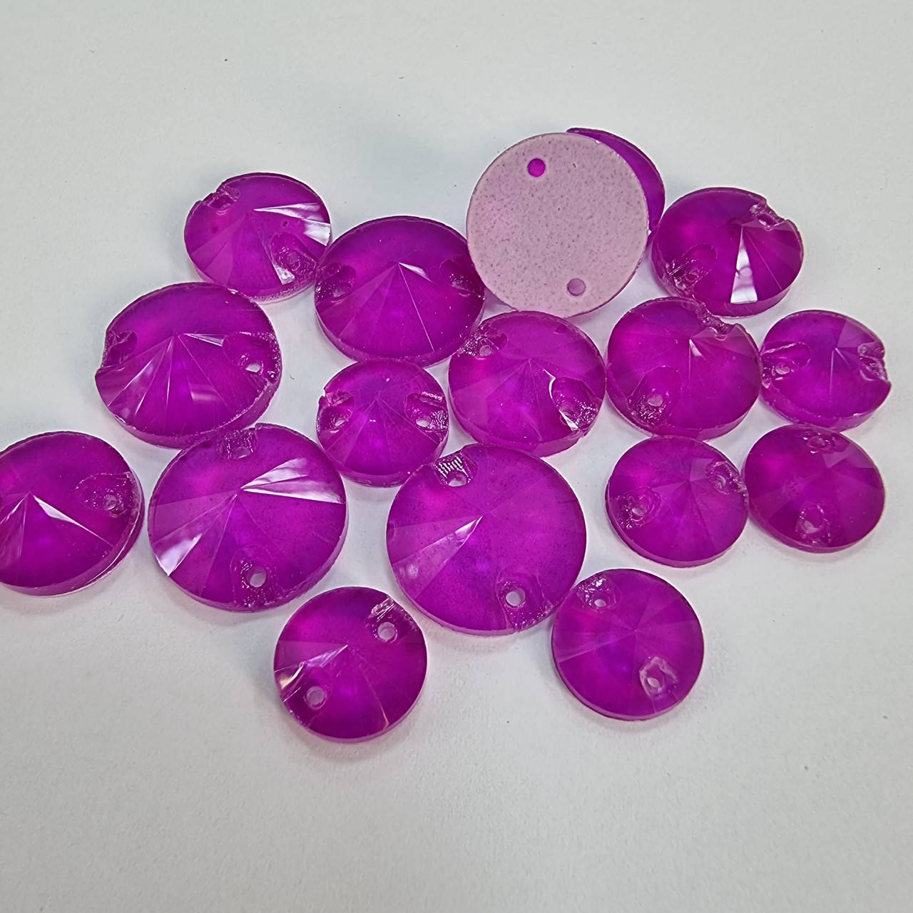 

Стразы пришивные Круги 12мм Purple Neon эконом, Розовый
