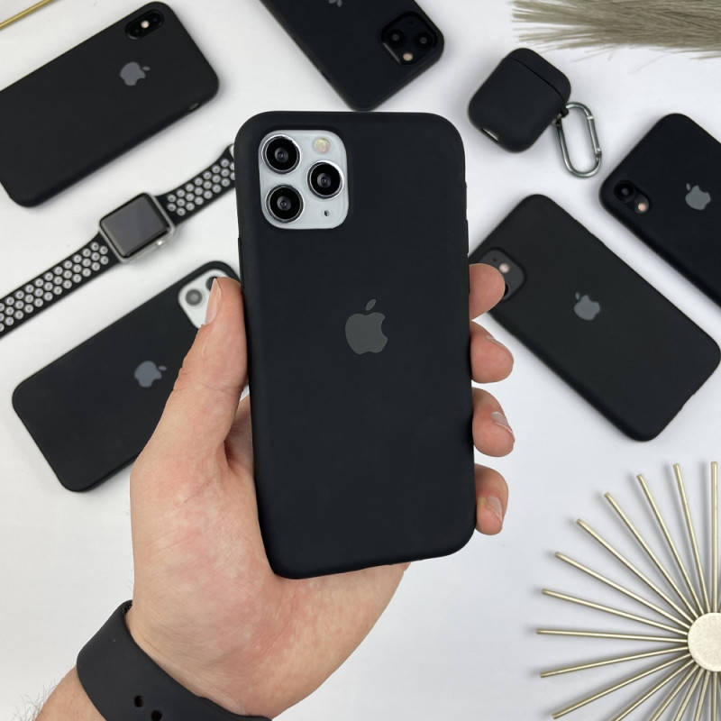 

Силиконовый чехол на iPhone 11 Pro Full с закрытым низом Black (18), Черный