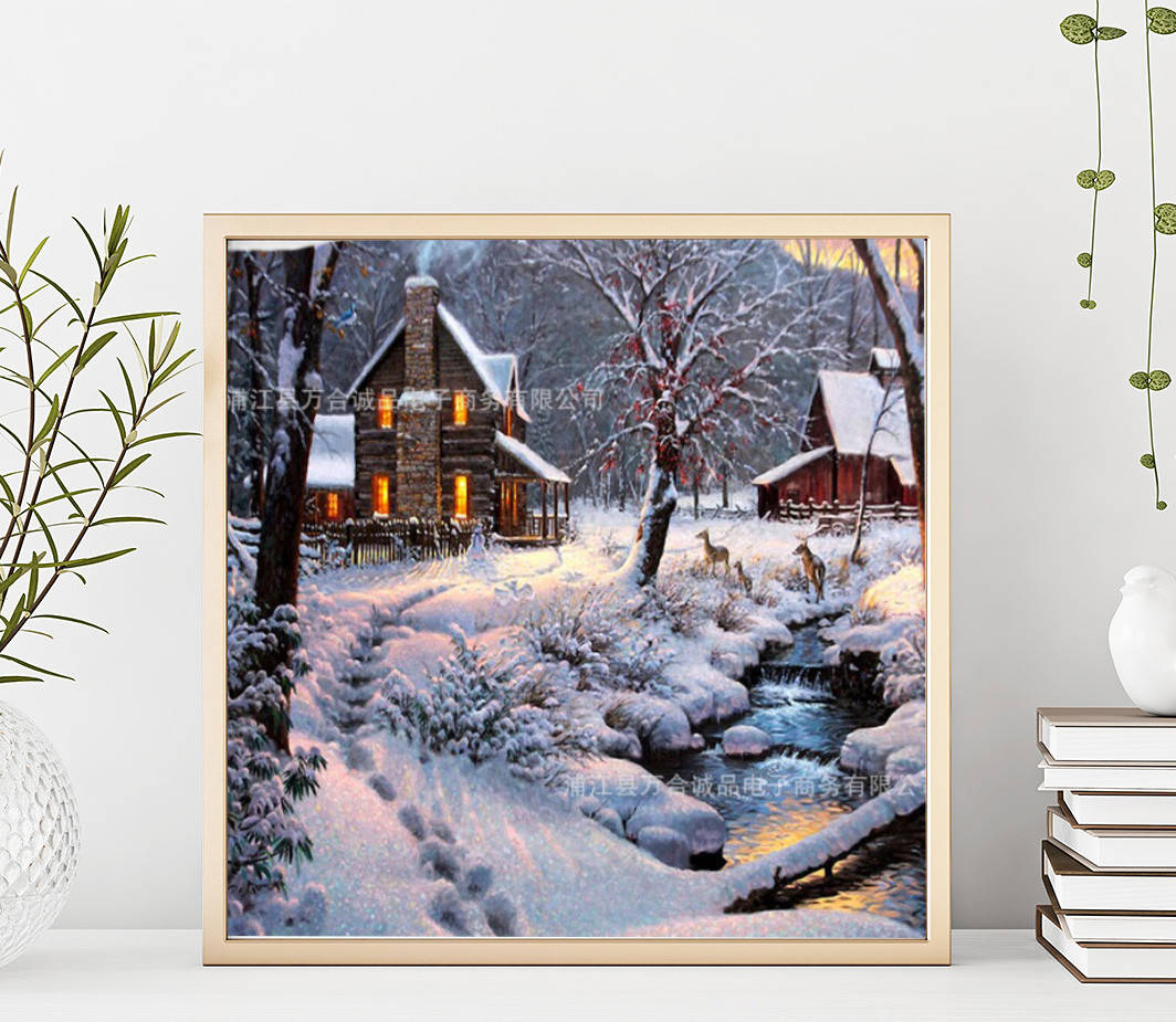 

Алмазная мозаика "Изба", картина стразами. Блестящая. 40*40 см Кладовка