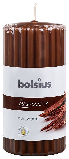 

Свеча ароматическая ребристая древесный Bolsius 6х12 см 60/120-002. 3860 TS OWD, Коричневый