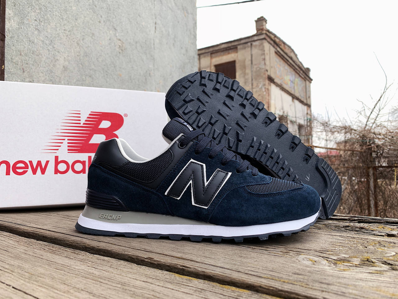 

Мужские кроссовки New Balance 574 Blue White синие с белым, Синий