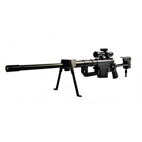 

Снайперская винтовка страйкбольная Barrett M82A1 лазерный прицел пластик 6 мм, Черный
