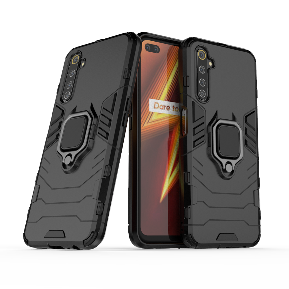 

Чехол Ring case для Realme 6 Pro бронированный бампер с кольцом черный