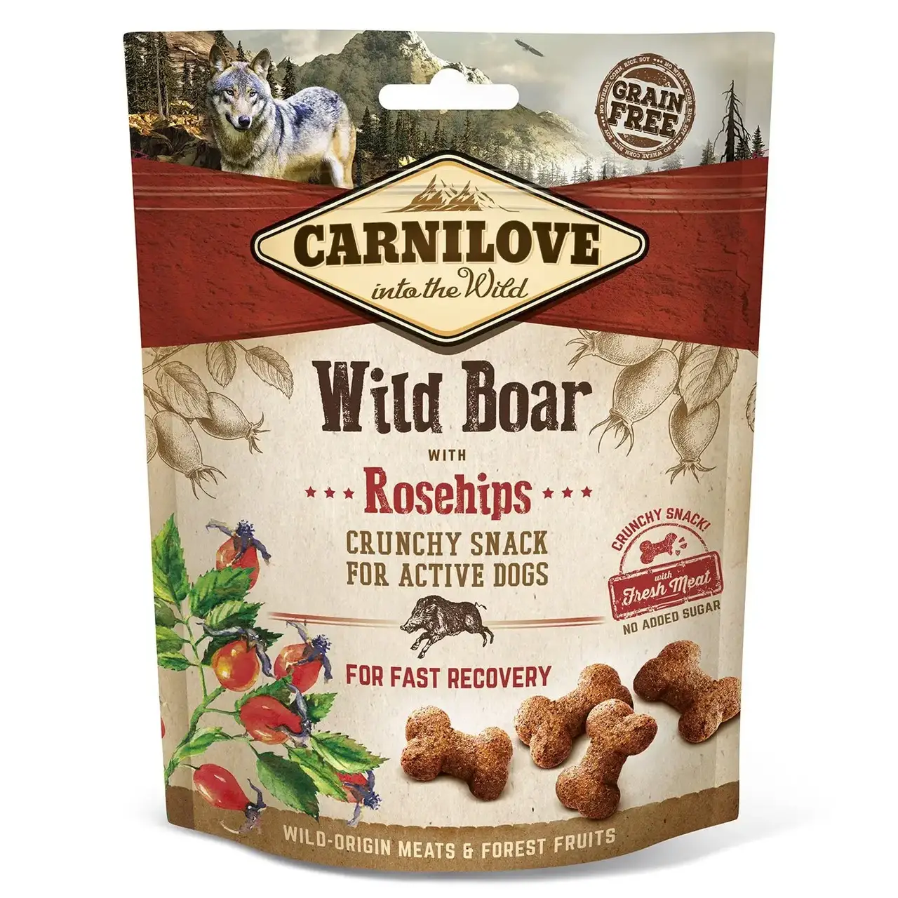 

Carnilove Wild Boar with Rosehips Карнилав лакомство с кабаном для активных собак, 200 гр.