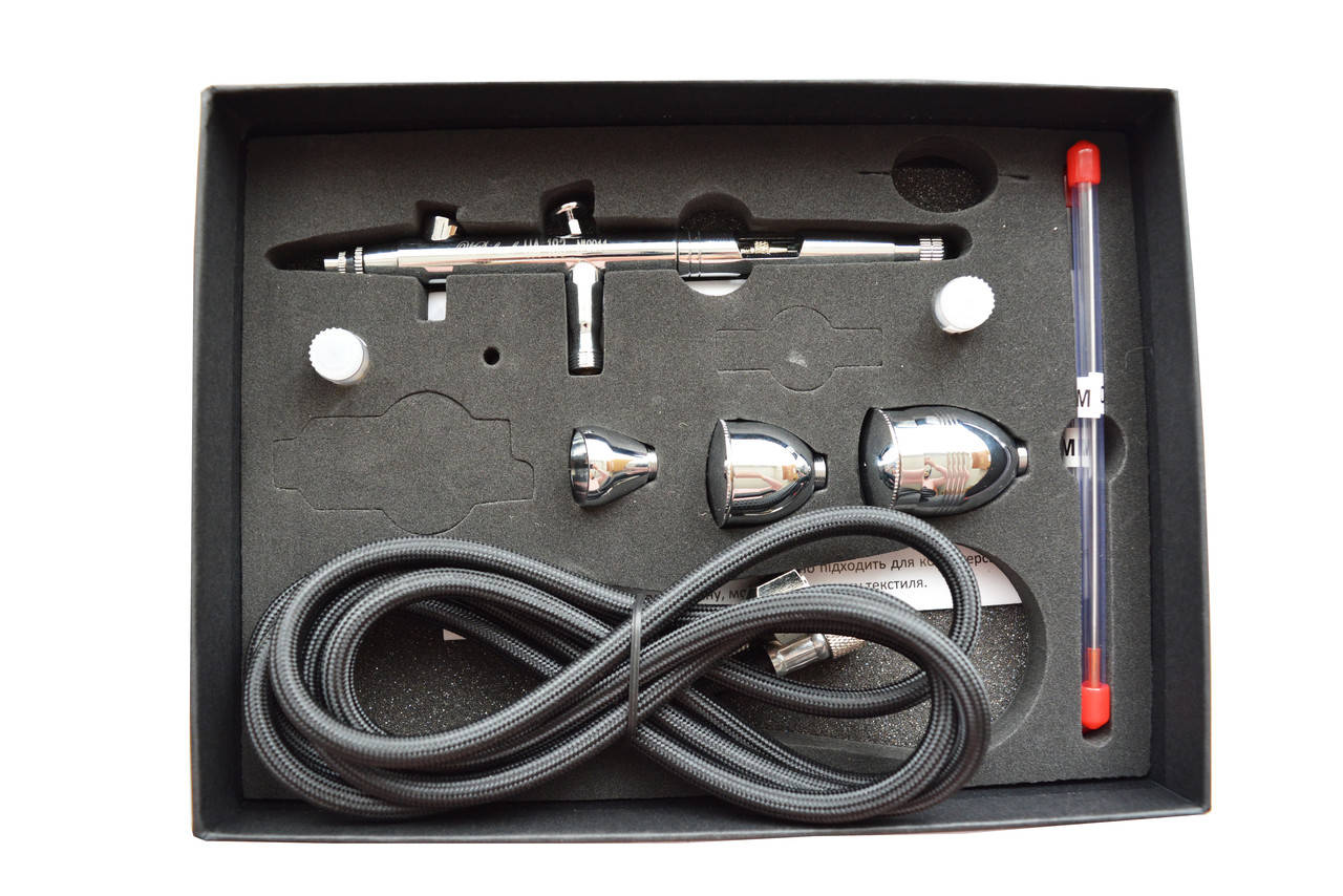 

Аэрограф со сменными конусными соплами 0,3/0,5/0,8мм UA-183K