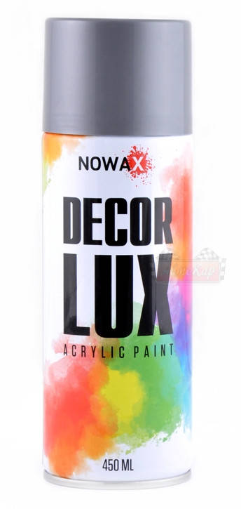 

Акриловая спрей краска серебряный металлик NOWAX Decor Lux (450мл.) NX48044, Серый