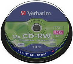 

Диск CD-RW; объем 700MB