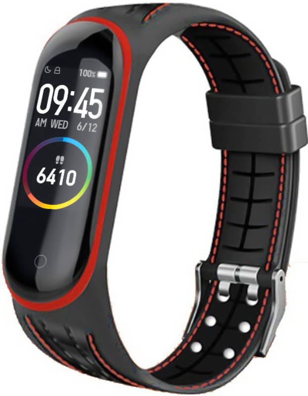 

Силиконовый ремешок Seam для Mi Band 5 Black Red