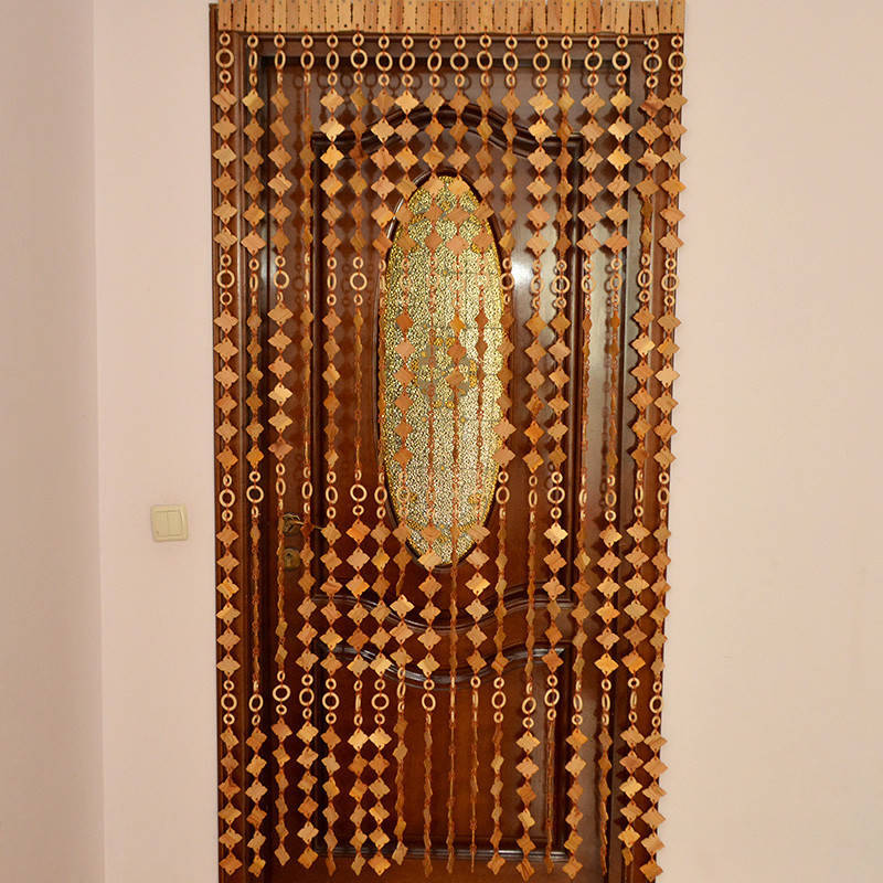 

Деревянные шторы на двери "Бабочка+Кольца", светлые