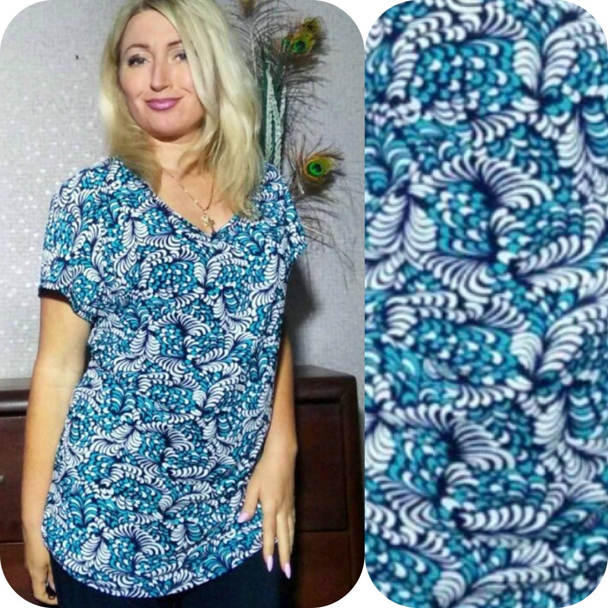 

Женская туника большие размеры с 50 по 64 размер, Синий