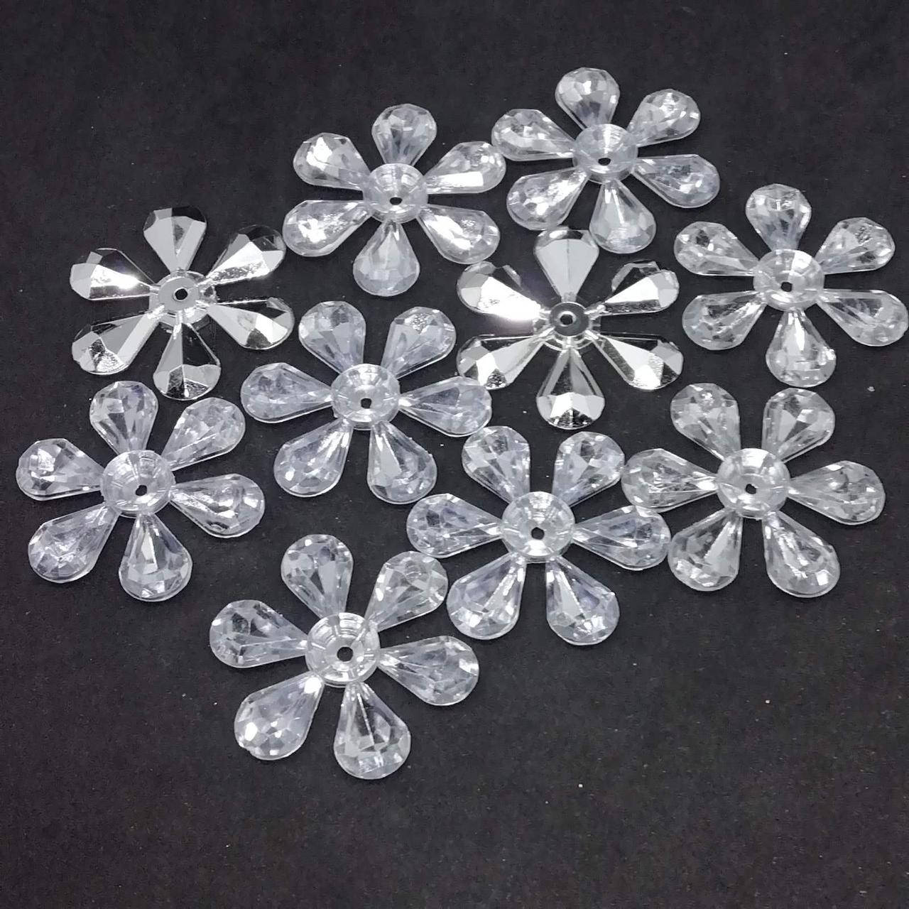 

Пришивные кабошоны акрил Цветок серебристые 30 мм 20 штук