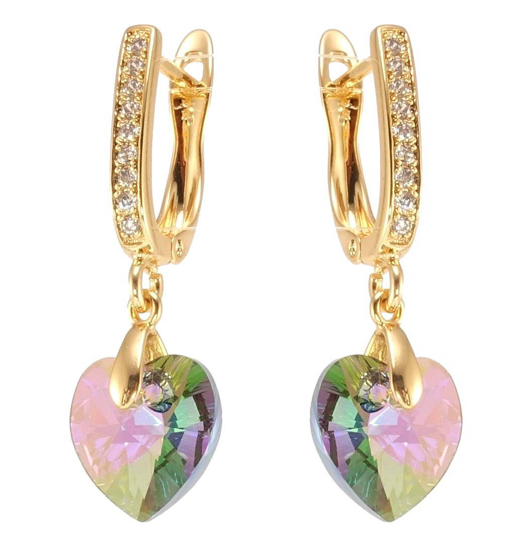 

Серьги ХР Позолота 18K с кр-ми Swarovski подвески английский замок "Кристальное сердце Vitrail Light"