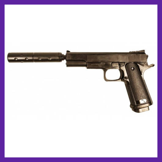 

Детский пистолетCOLT 1911 с глушителемGALAXY G053B на пульках - шариками игрушечное Galaxy, Черный