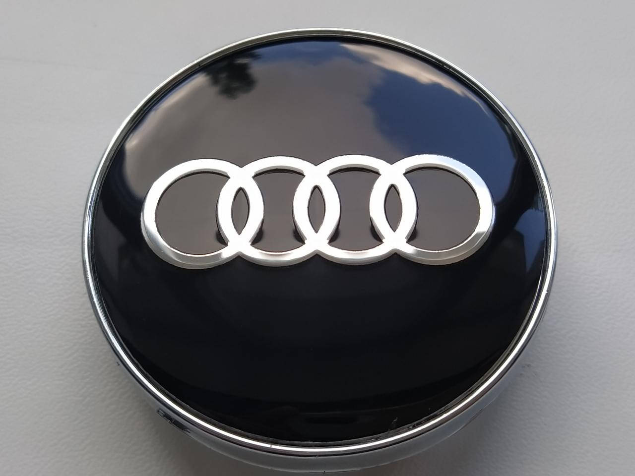 

Колпачки заглушки в литые диски Audi 60/56/10 мм. Черные Хром