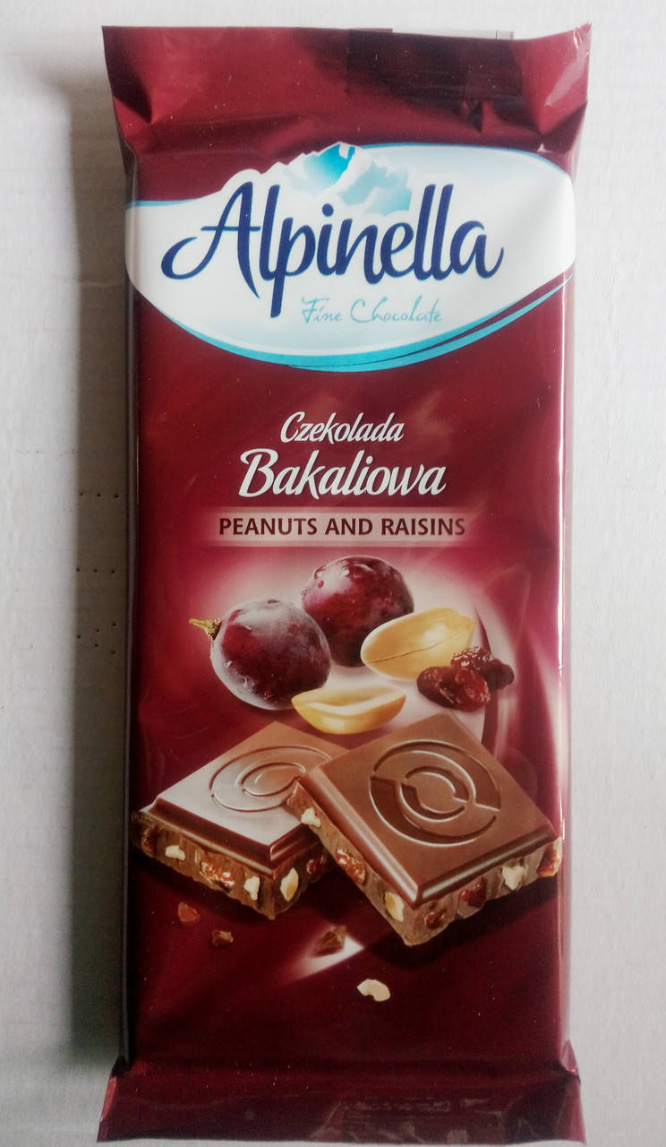 

Alpinella Молочный Шоколад арахис изюм 90 гр Польша