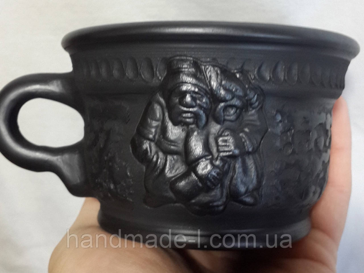 

Чашка - філіжанка глиняна на каву «Козаки» 300мл, Черный