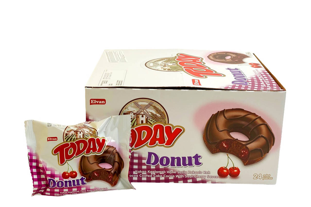

Пончик Today Donut с Вишней, 50 г. (Донат с Вишней). 24 шт в коробке., Розовый