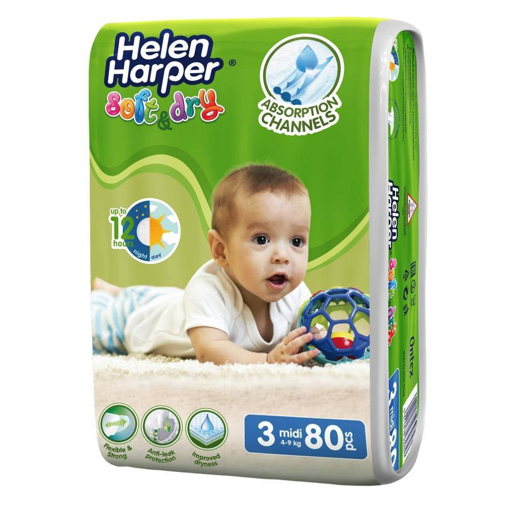 

Подгузник Helen Harper Soft&Dry Midi 4-9 кг 80 шт (5411416060178)