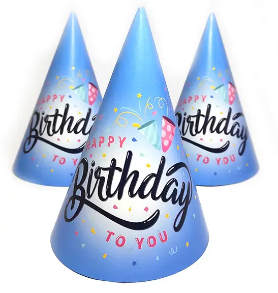 

Колпачки праздничные "Happy Birthday to you голубые", 10 штук