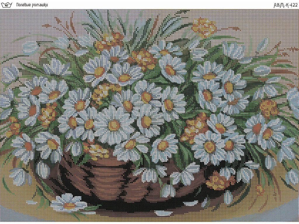 

Схема вышивки бисером - Полевые ромашки К-422