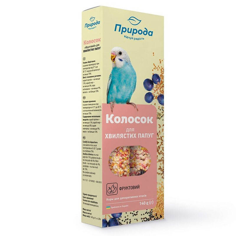 

Лакомство для волнистых попугаев Природа Колосок Мультифрукт 140 г Акция