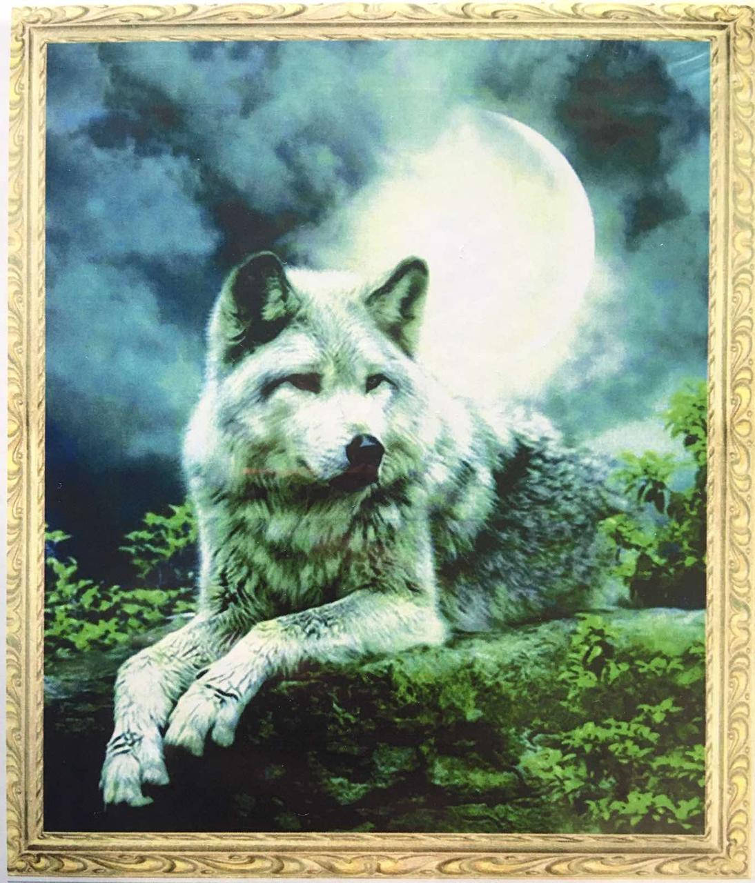 

50*40см Волк на полнолунии, алмазная живопись, полная выкладка