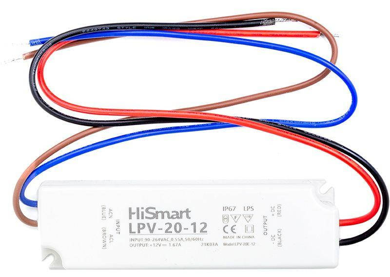 

Блок питания универсальный 12V 1.67А, разъем провод под пайку HiSmart