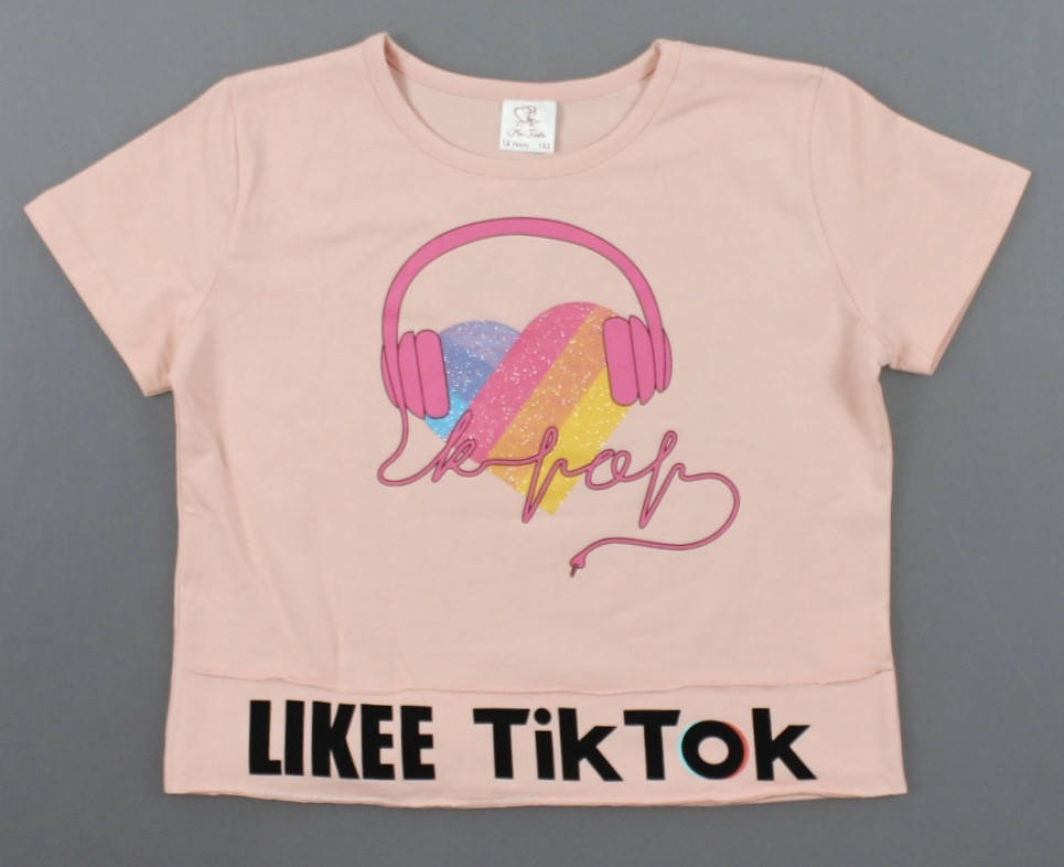 

Футболка-топ для девочек Likee Tik Tok, Артикул: 965-персиковый [есть:152]