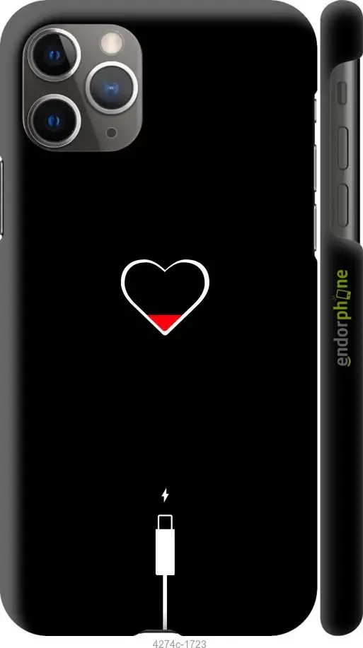 

Чехол на Apple iPhone 11 Pro Max Подзарядка сердца "4274c-1723-56402", Черный
