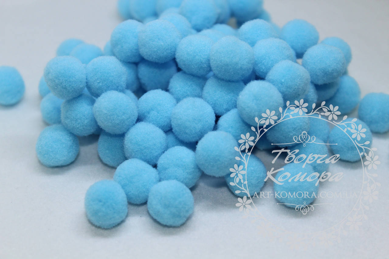 

Помпоны бархатные голубые 1.5 см (25 шт.)
