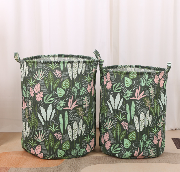 

Корзина для іграшок каркасна дитяча Корзина для игрушек детская Листья зеленая, Зелёный