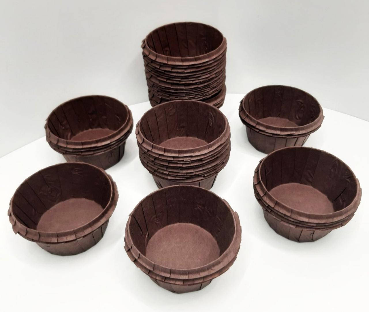 

Бумажная одноразовая тарталетка с усиленным бортом коричневого цвета 55х35