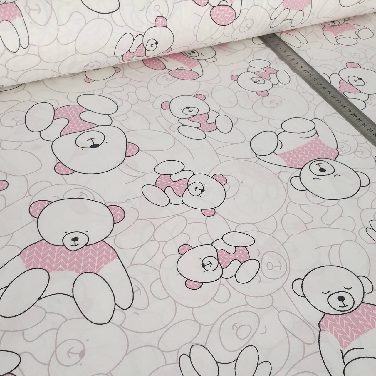 

Сатин. Мишки в розовом