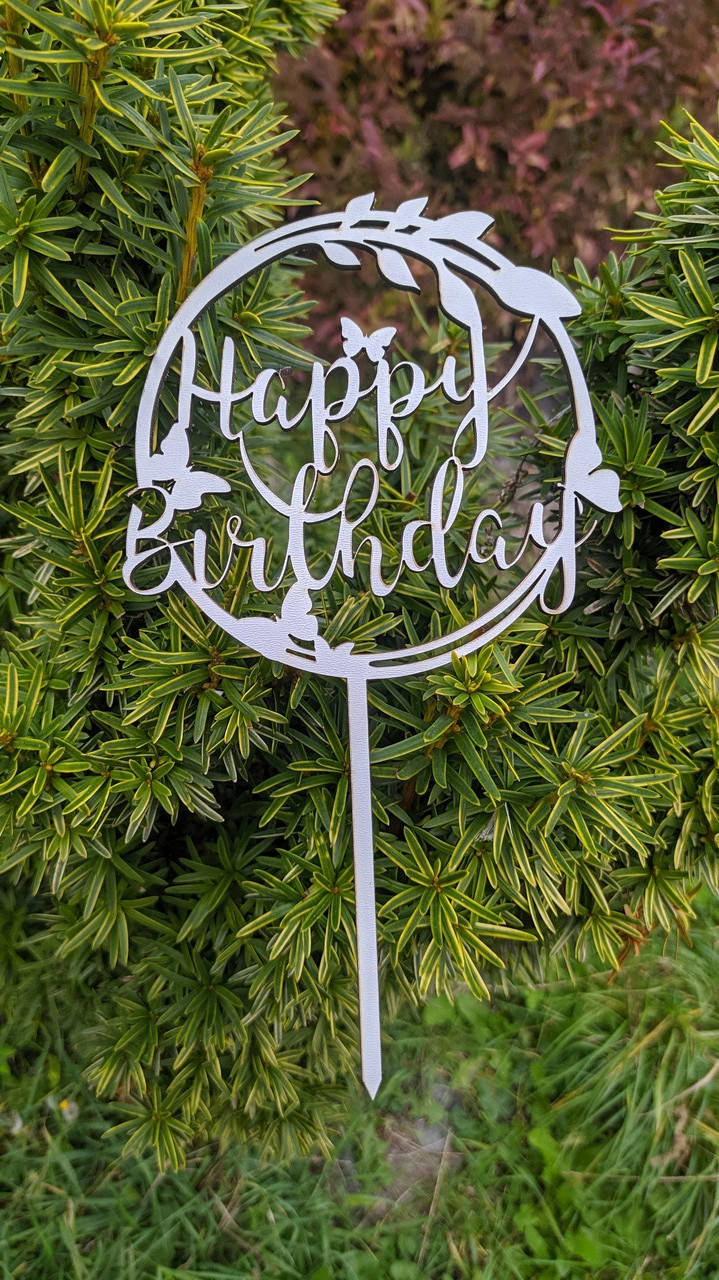 

Деревянный топпер №1 "HAPPY BIRTHDAY", на цельной ножке, Белый
