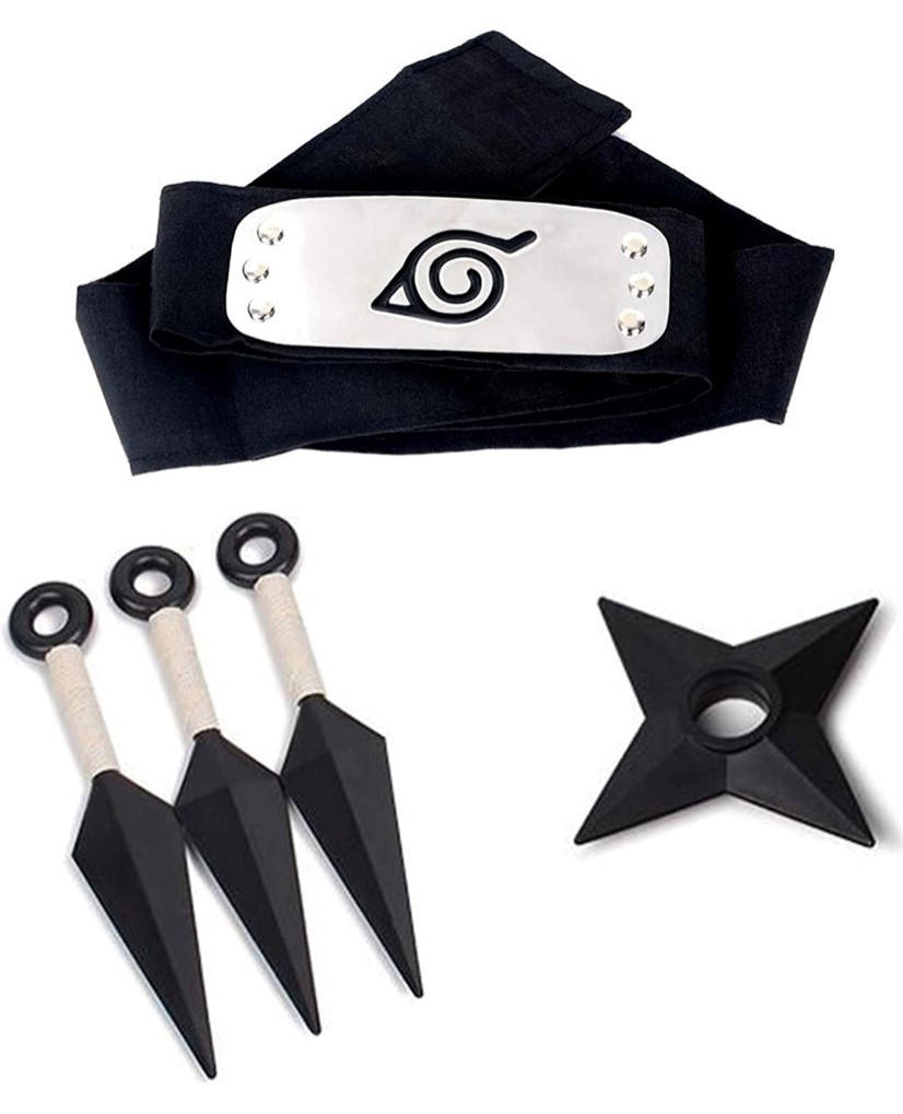 

Набор Аксессуаров Наруто 3в1: белые кунаи, налобный протектор, звезда-сюрикен - Naruto Set