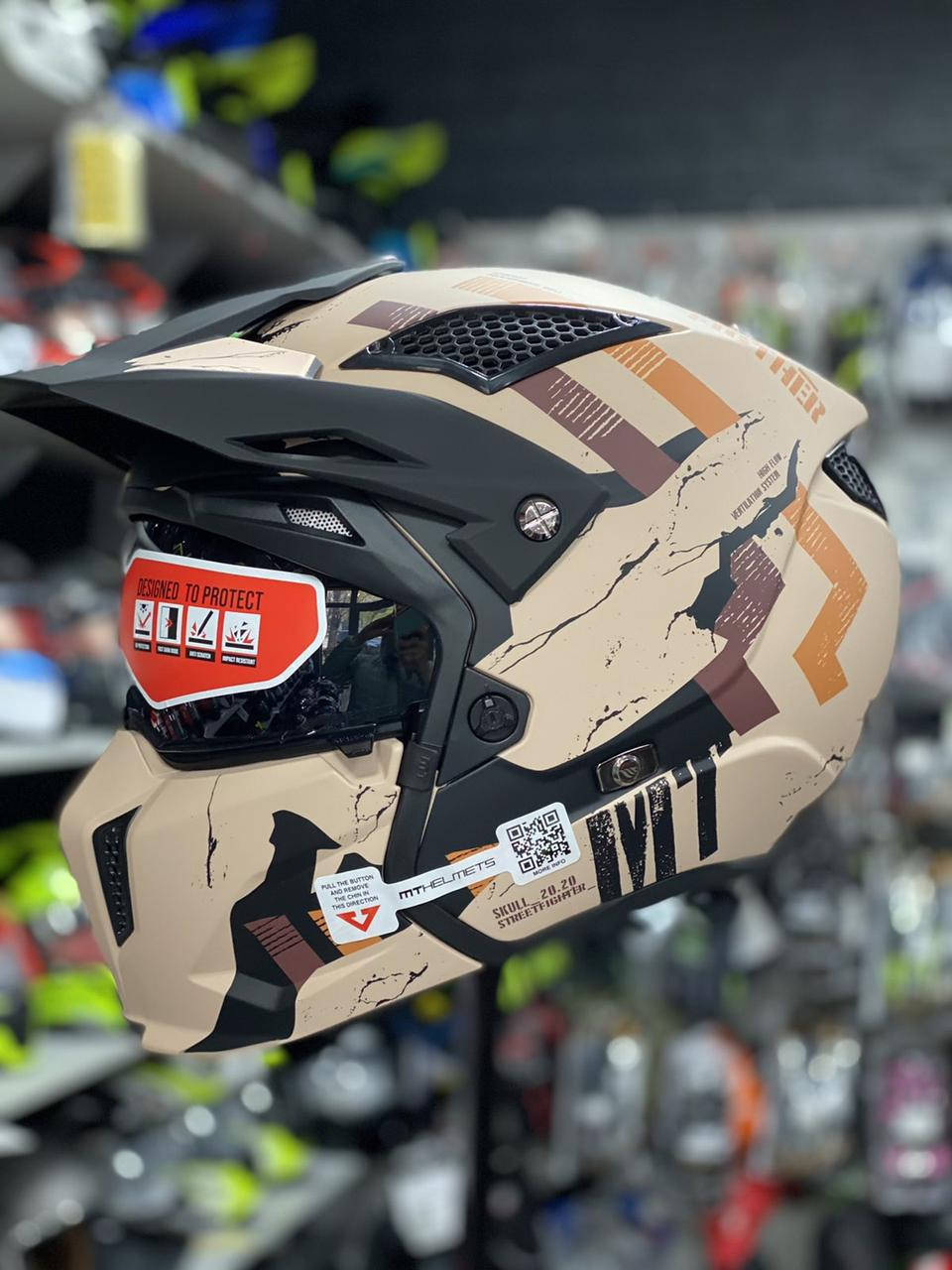 

МОТОШЛЕМ MT STREETFIGHTER SV SKULL MATT ORANGE размер М, L, Оранжевый