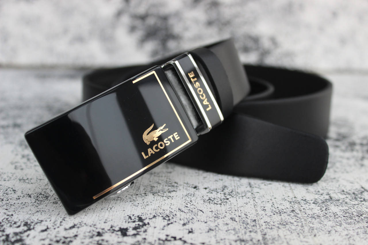 

Классический мужской ремень автомат Lacoste кожаный "NEW", Черный