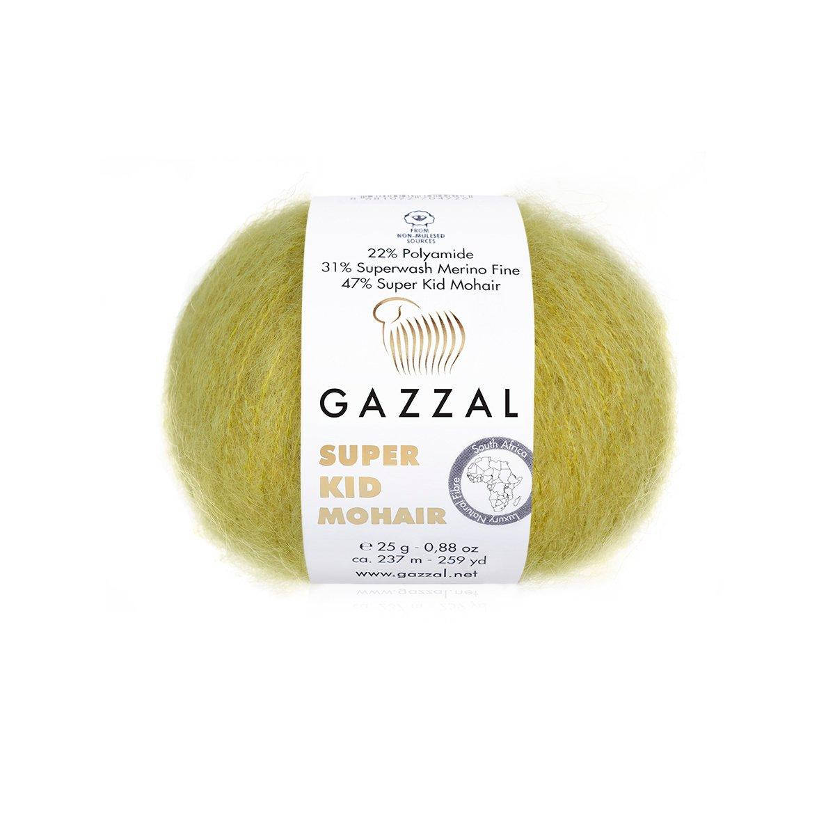 

Gazzal Super Kid Mohair (Газал Супер Кид Мохер) № 64405 лайм (Пряжа мохер, нитки для вязания), Желтый