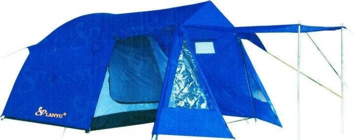 

Палатка Туристическая 4-х Местная с Тамбуром и Навесом Lanyu LY-1704, Зелёный