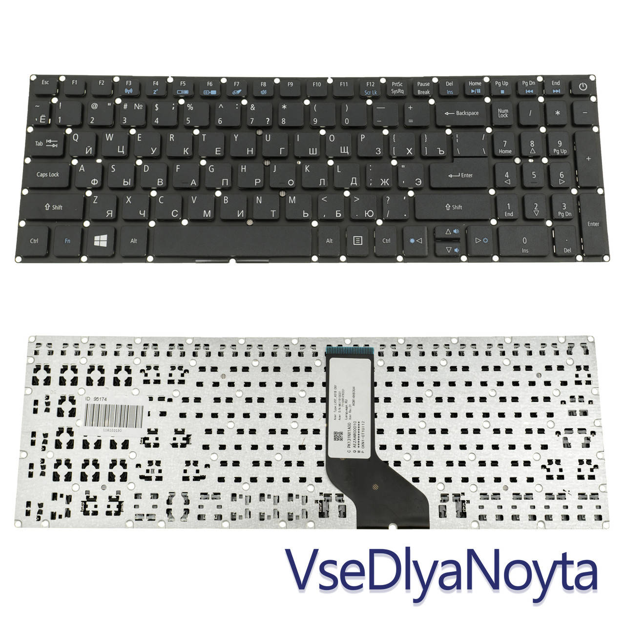 

Клавиатура для ноутбука ACER (E5-522, E5-573) rus, black, без фрейма (ОРИГИНАЛ), Черный