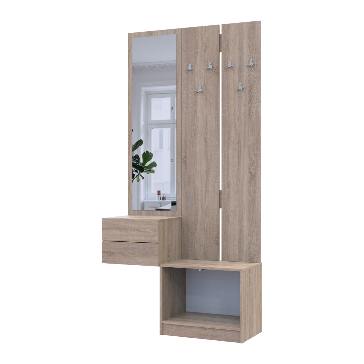 Передпокій Doros Сола 2+3 Doros Дуб Сонома/Білий ДСП / дзеркало 105х40х215 (42005148) 4