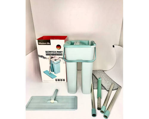 

Швабра с ведром и автоматическим отжимом Лентяйка Скратч Анет зеленая, Зелёный