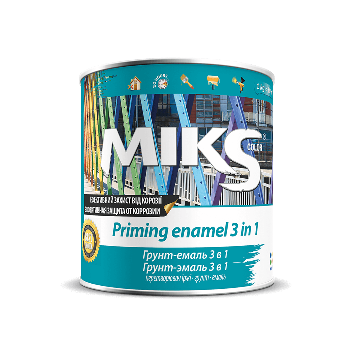 

Грунт-эмаль MIKS Color 3 в 1 зеленый глянец 2.5кг