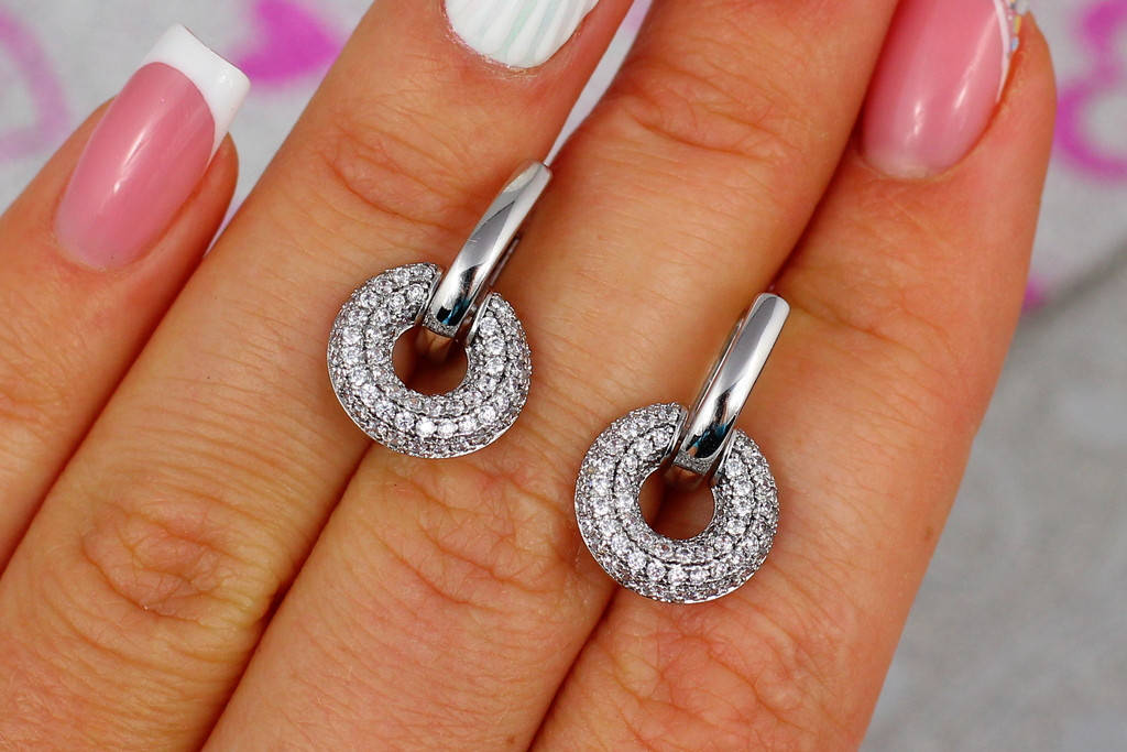 

Серьги Xuping Jewelry кольцо в кольце 2,1 см серебристые