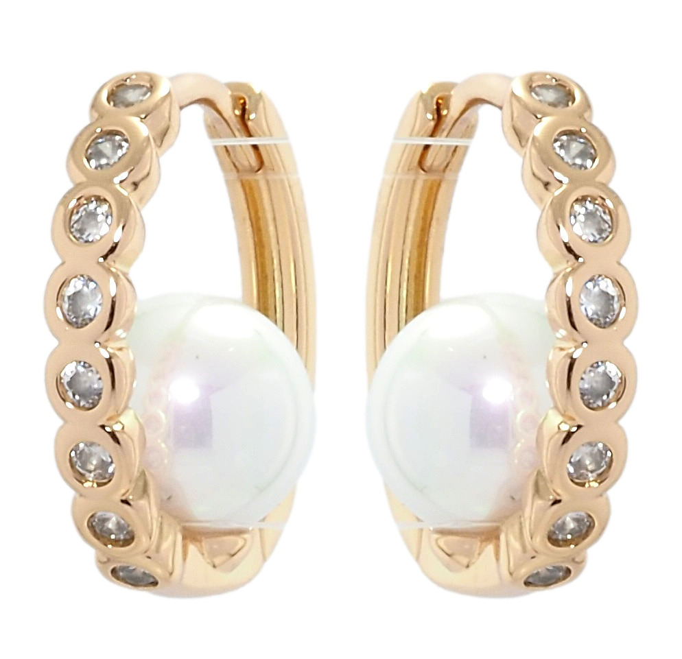 

Серьги Xuping Позолота 18K колечки "Дорожки циркония с жемчугом"
