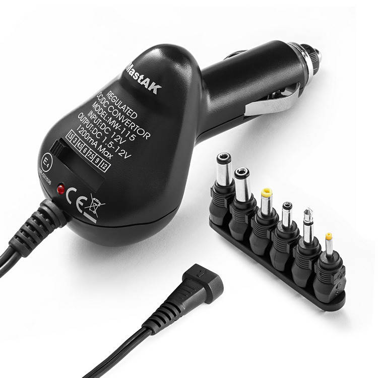 

Универсальный автомобильный блок питания MastAK MW-115 (3v-12v 1200mA), Черный