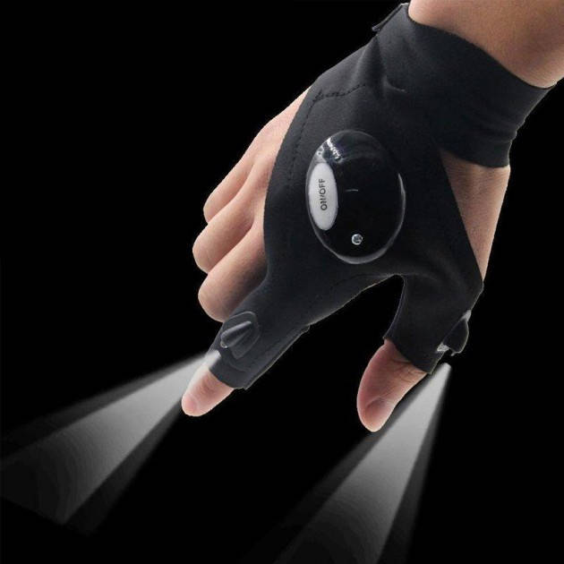 

Перчатки текстильные с фонариком на пальцах hand-free light W47120, Черный